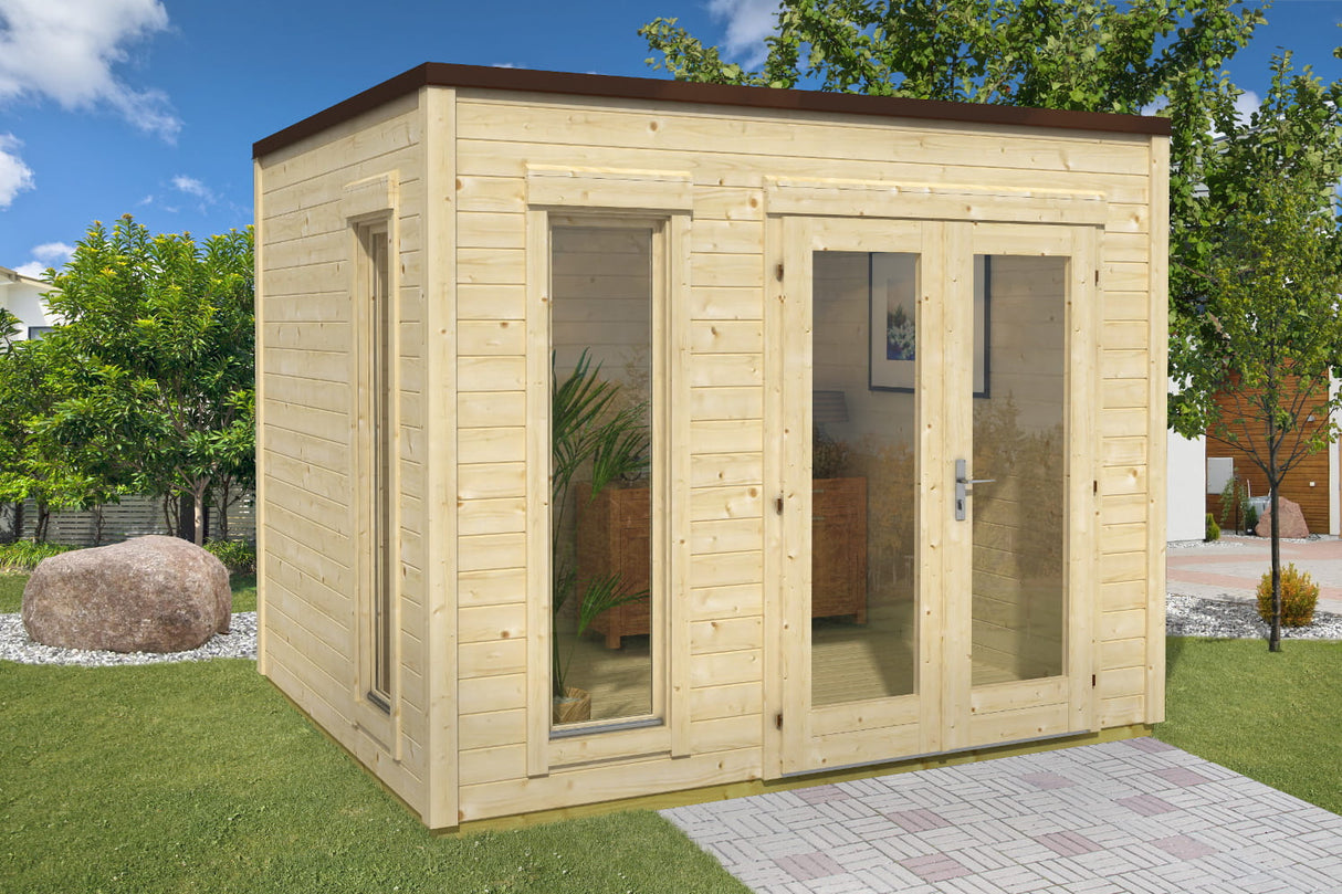 Casa Lignea Gartenhaus Modell Cubus Atticus natur 300x250 cm