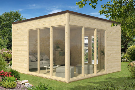 Casa Lignea Gartenhaus Modell Cubus Candela natur 380x380 cm Seitenansicht