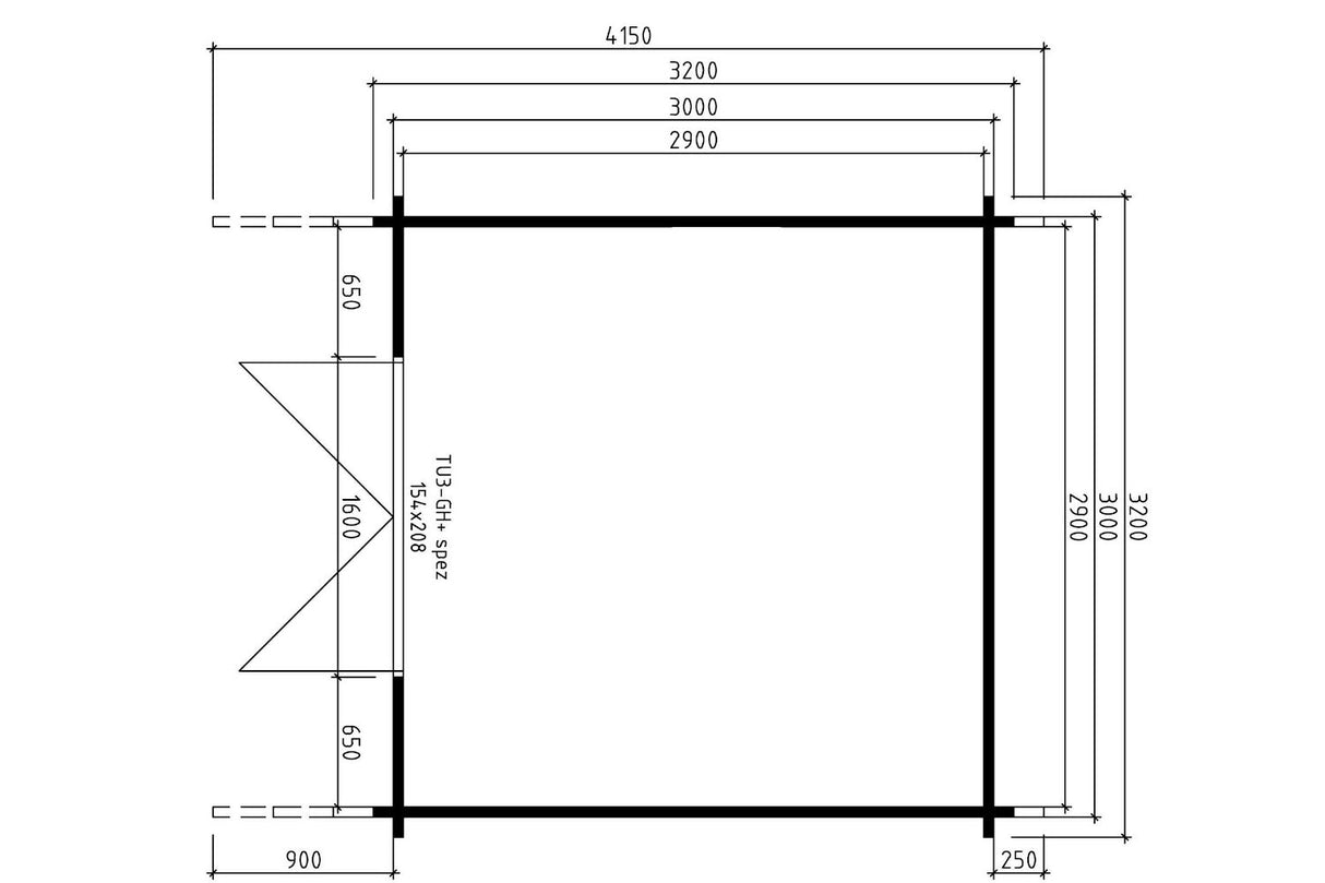 Casa Lignea Gartenhaus Modell Carl 300x300 cm Grundriss