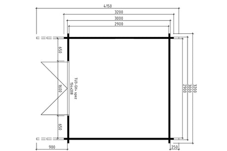 Casa Lignea Gartenhaus Modell Carl 300x300 cm Grundriss