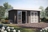 Casa Lignea Gartenhaus Modell Secundus 40 mm mit offener Tür Farbbeispiel