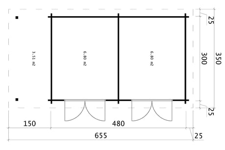 Casa Lignea Gartenhaus Modell Secundus 44 mm Grundriss 