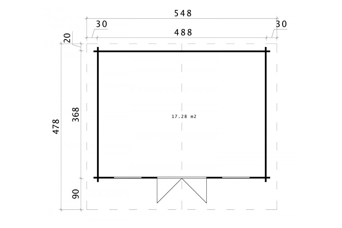 Casa Lignea Gartenhaus Modell Travemünde 488x468 cm Grundriss