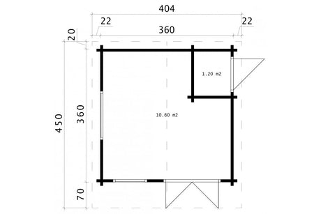 Casa Lignea Gartenhaus Modell Verus 360x360 cm Grundriss