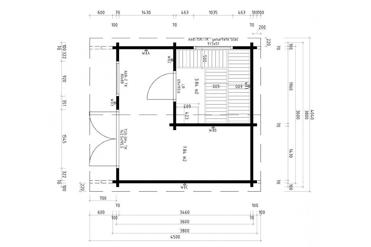 Casa Lignea Saunahaus Modell Flora 360x360 cm Grundriss