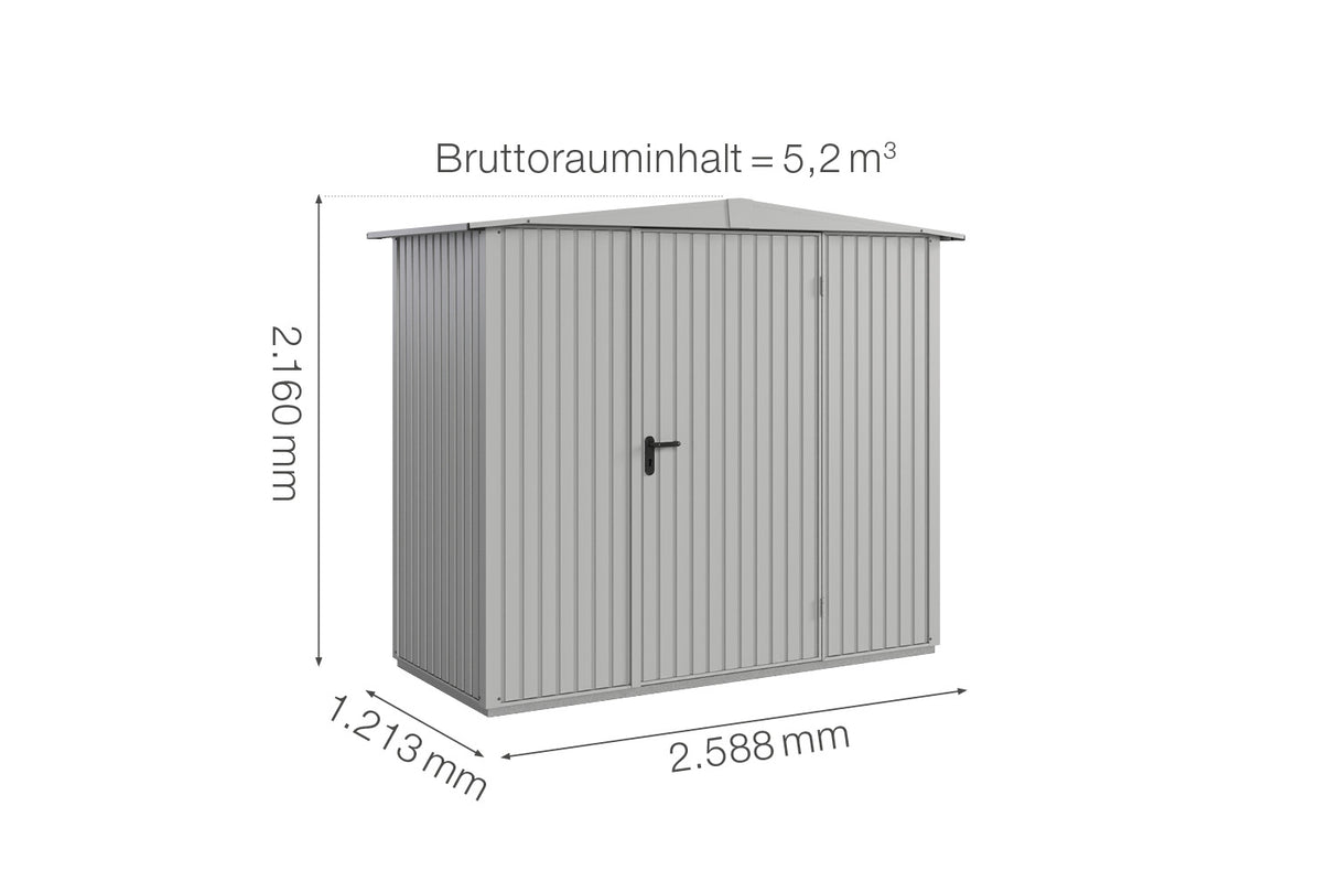 Hörmann Gerätehaus Modell Berry Classic Typ1 Satteldach weißaluminium Einzeltür Maße