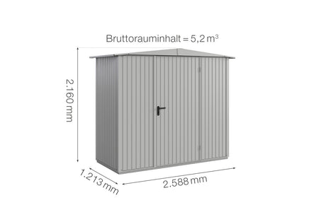 Hörmann Gerätehaus Modell Berry Classic Typ1 Satteldach weißaluminium Einzeltür Maße