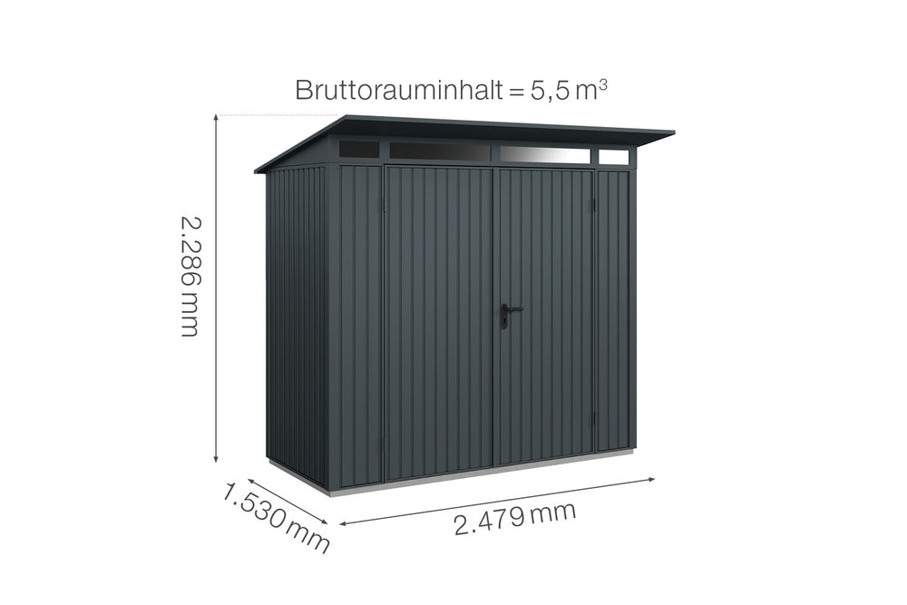 Hörmann Gerätehaus Modell Berry Classic Typ1 anthrazit Doppeltür Maße