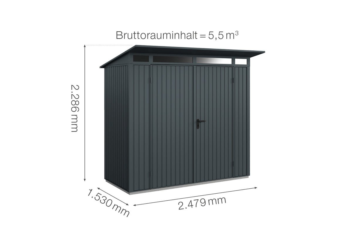Hörmann Gerätehaus Modell Berry Classic Typ1 anthrazit Doppeltür Maße