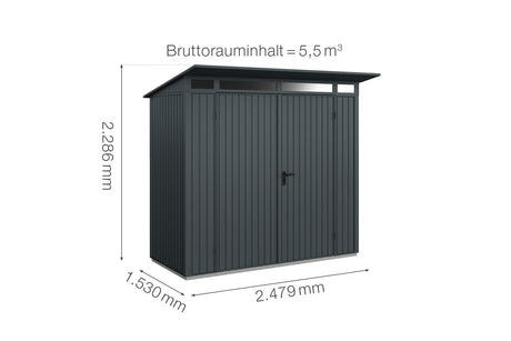 Hörmann Gerätehaus Modell Berry Classic Typ1 anthrazit Doppeltür Maße