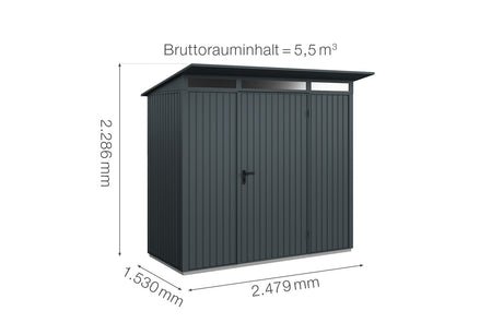 Hörmann Gerätehaus Modell Berry Classic Typ1 anthrazit Einzeltür Maße