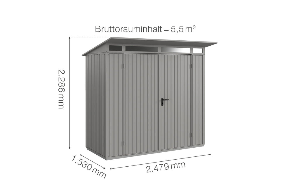 Hörmann Gerätehaus Modell Berry Classic Typ1 graualuminium Doppeltür Maße