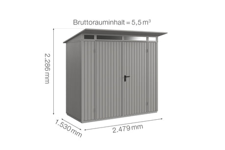 Hörmann Gerätehaus Modell Berry Classic Typ1 graualuminium Doppeltür Maße