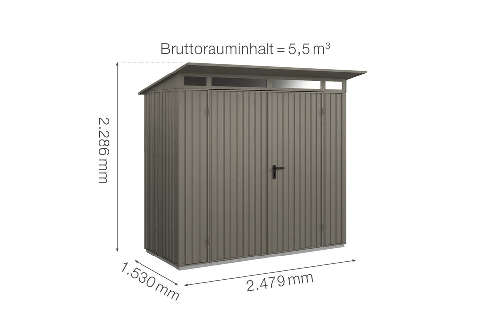Hörmann Gerätehaus Modell Berry Classic Typ1 quarzgrau Doppeltür Maße