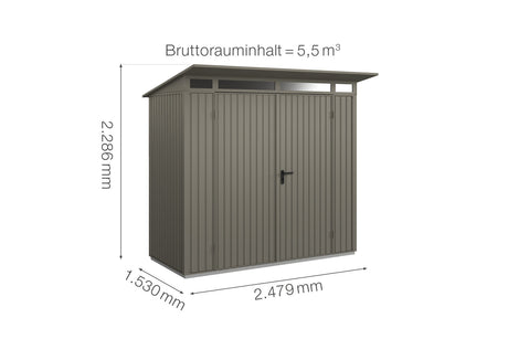 Hörmann Gerätehaus Modell Berry Classic Typ1 quarzgrau Doppeltür Maße