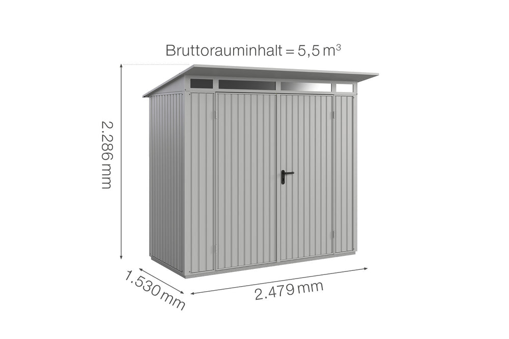 Hörmann Gerätehaus Modell Berry Classic Typ1 weißaluminium Doppeltür Maße