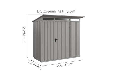 Hörmann Gerätehaus Modell Berry Classic Typ1 graualuminium Einzeltür Maße