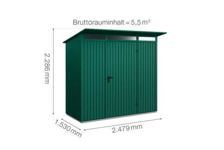 Hörmann Gerätehaus Modell Berry Classic Typ1 moosgrün Einzeltür Maße