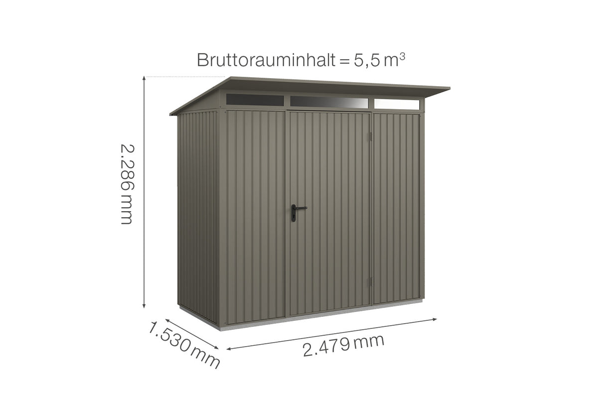 Hörmann Gerätehaus Modell Berry Classic Typ1 quarzgrau Einzeltür Maße