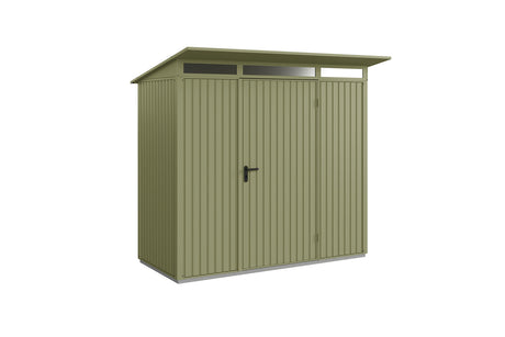 Hörmann Gerätehaus Modell Berry Classic Typ1 schilfgrün Einzeltür freigestellt