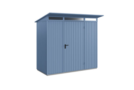 Hörmann Gerätehaus Modell Berry Classic Typ1 taubenblau Einzeltür freigestellt