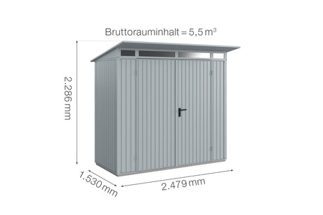 Hörmann Gerätehaus Modell Berry Classic Typ1 fenstergrau Doppeltür Maße
