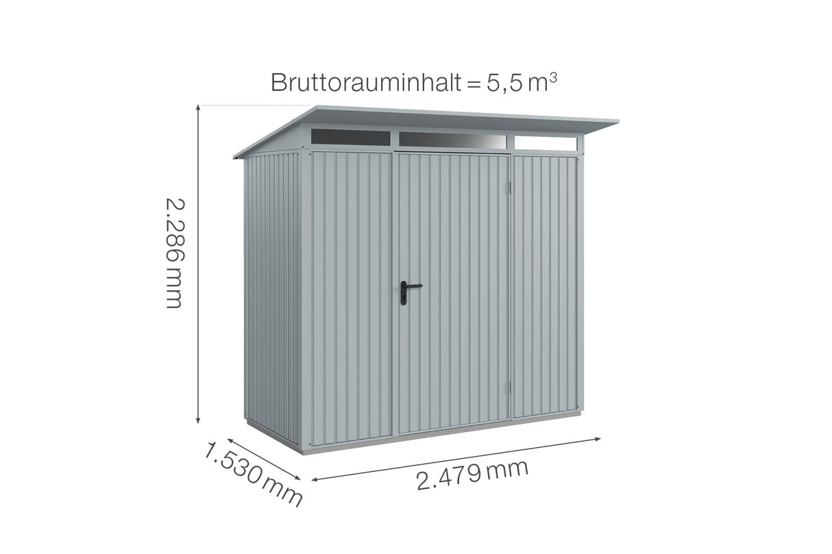 Hörmann Gerätehaus Modell Berry Classic Typ1 fenstergrau Einzeltür Maße