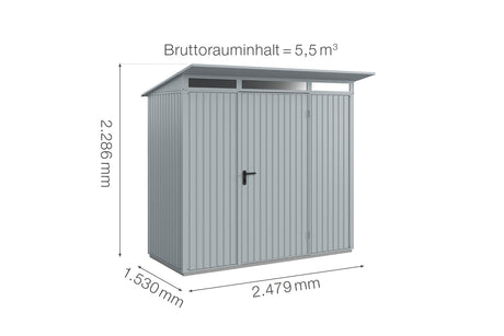 Hörmann Gerätehaus Modell Berry Classic Typ1 fenstergrau Einzeltür Maße