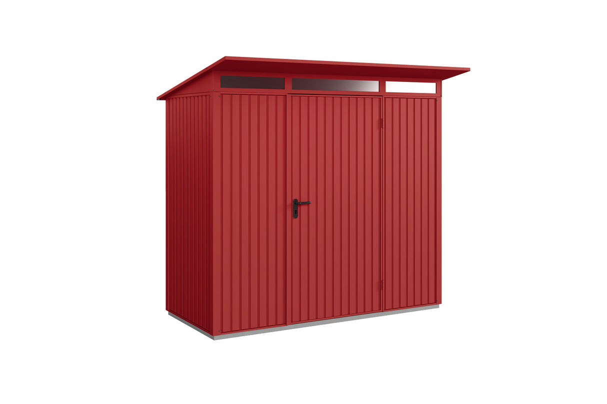 Hörmann Gerätehaus Modell Berry Classic Typ1 purpurrot Einzeltür freigestellt