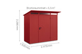 Hörmann Gerätehaus Modell Berry Classic Typ1 purpurrot Einzeltür Maße