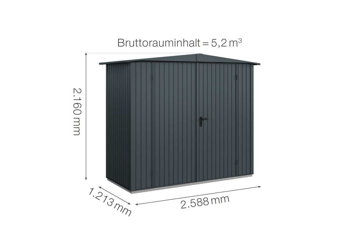 Hörmann Gerätehaus Modell Berry Classic Typ1 Satteldach anthrazit Doppeltür Maße