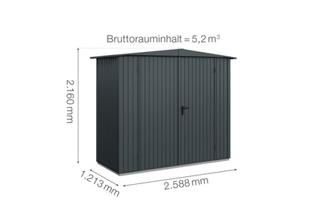 Hörmann Gerätehaus Modell Berry Classic Typ1 Satteldach anthrazit Doppeltür Maße