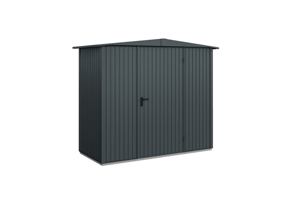 Hörmann Gerätehaus Modell Berry Classic Typ1 Satteldach anthrazit Einzeltür freigestellt