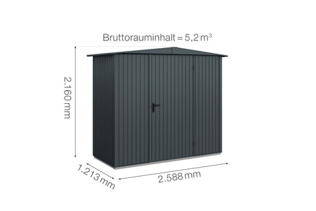 Hörmann Gerätehaus Modell Berry Classic Typ1 Satteldach anthrazit Einzeltür Maße