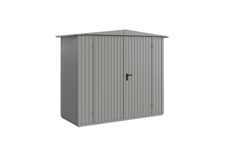 Hörmann Gerätehaus Modell Berry Classic Typ1 Satteldach graualuminium Doppeltür freigestellt