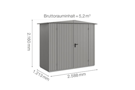Hörmann Gerätehaus Modell Berry Classic Typ1 Satteldach graualuminium Doppeltür Maße