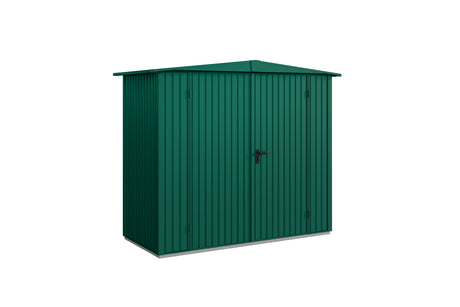 Hörmann Gerätehaus Modell Berry Classic Typ1 Satteldach moosgrün Doppeltür freigestellt
