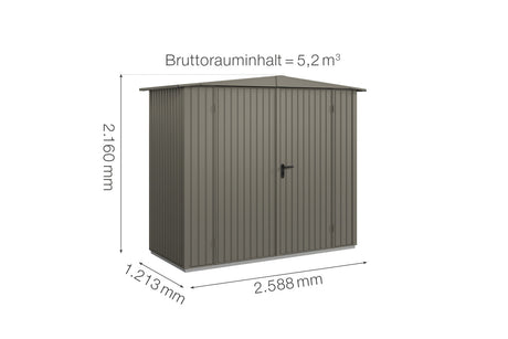 Hörmann Gerätehaus Modell Berry Classic Typ1 Satteldach quarzgrau Doppeltür Maße