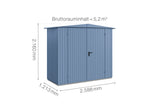 Hörmann Gerätehaus Modell Berry Classic Typ1 Satteldach taubenblau Doppeltür Maße