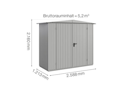 Hörmann Gerätehaus Modell Berry Classic Typ1 Satteldach weißaluminium Doppeltür Maße
