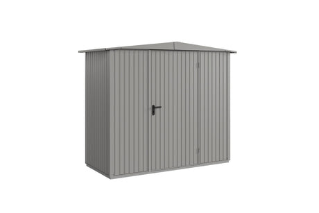 Hörmann Gerätehaus Modell Berry Classic Typ1 Satteldach graualuminium Einzeltür freigestellt