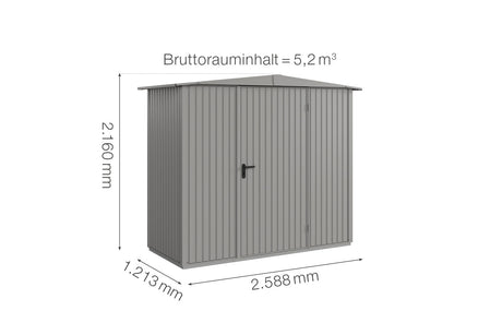 Hörmann Gerätehaus Modell Berry Classic Typ1 Satteldach graualuminium Einzeltür Maße