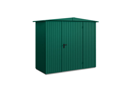 Hörmann Gerätehaus Modell Berry Classic Typ1 Satteldach moosgrün Einzeltür freigestellt