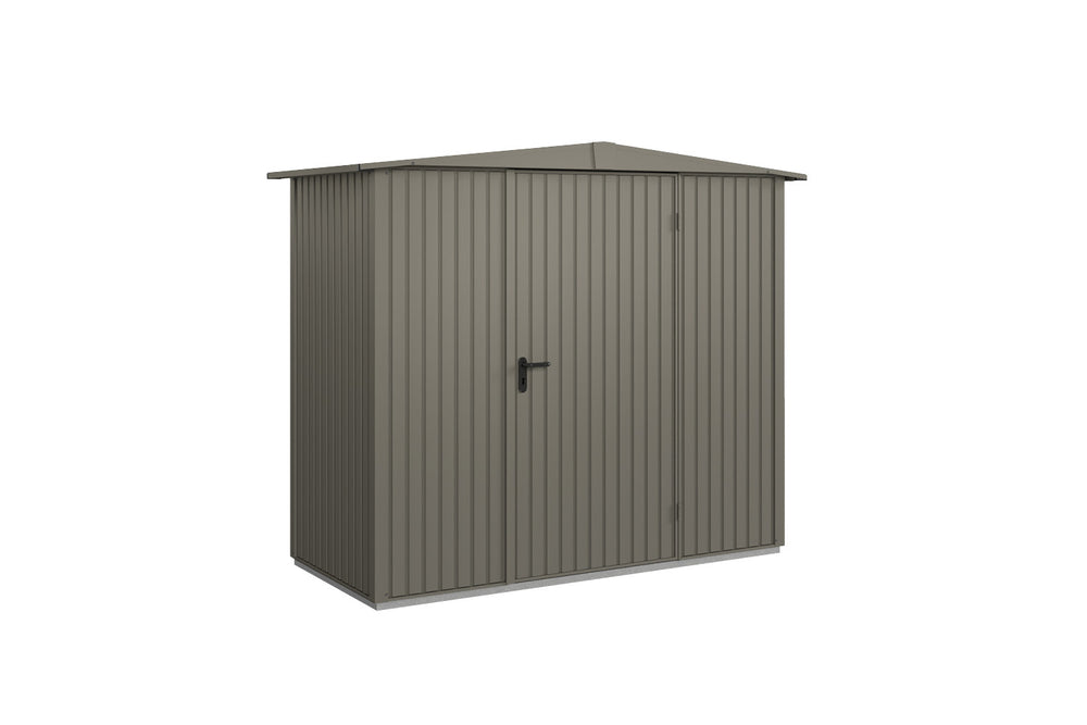 Hörmann Gerätehaus Modell Berry Classic Typ1 Satteldach quarzgrau Einzeltür freigestellt