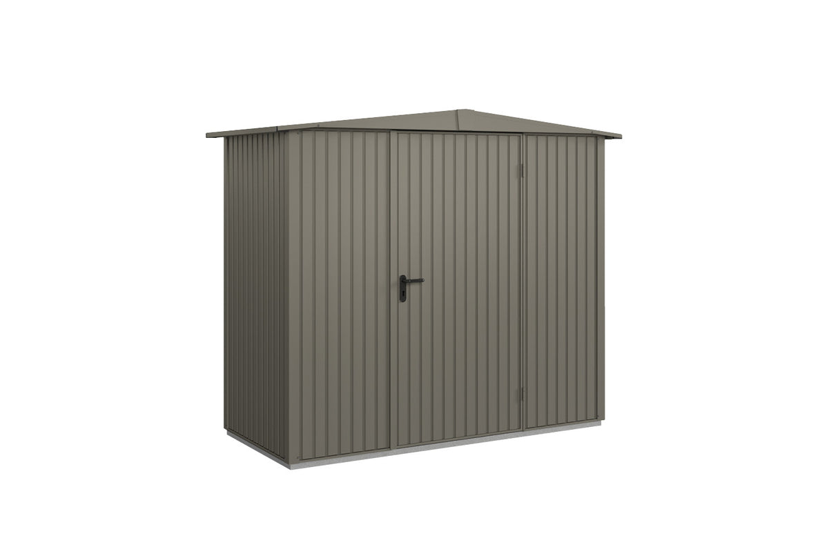 Hörmann Gerätehaus Modell Berry Classic Typ1 Satteldach quarzgrau Einzeltür freigestellt