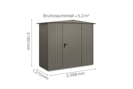 Hörmann Gerätehaus Modell Berry Classic Typ1 Satteldach quarzgrau Einzeltür Maße