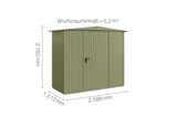 Hörmann Gerätehaus Modell Berry Classic Typ1 Satteldach schilfgrün Einzeltür Maße