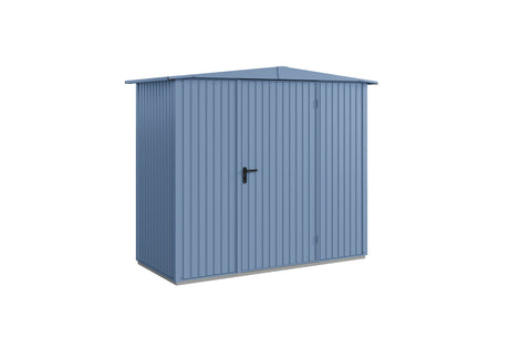 Hörmann Gerätehaus Modell Berry Classic Typ1 Satteldach taubenblau Einzeltür freigestellt