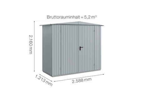 Hörmann Gerätehaus Modell Berry Classic Typ1 Satteldach fenstergrau Doppeltür Maße