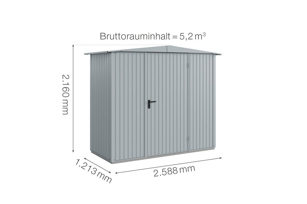 Hörmann Gerätehaus Modell Berry Classic Typ1 Satteldach fenstergrau Einzeltür Maße